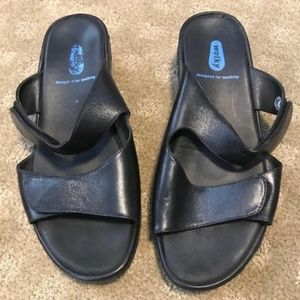 Wolky Black Leather Sandals / Slides - Size 41